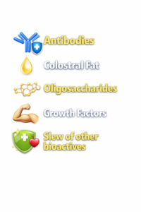 List of key components of bovine colostrum